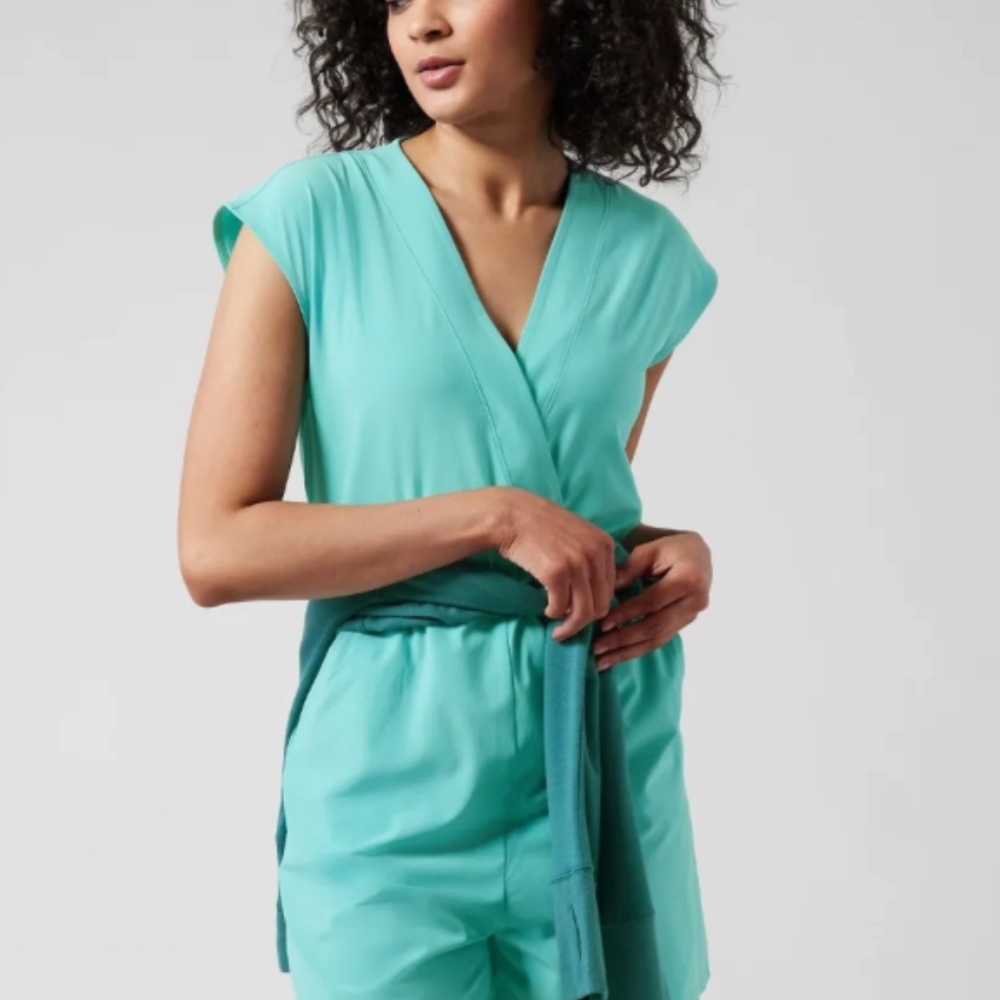 Athleta Marlow Romper, Gulf Green